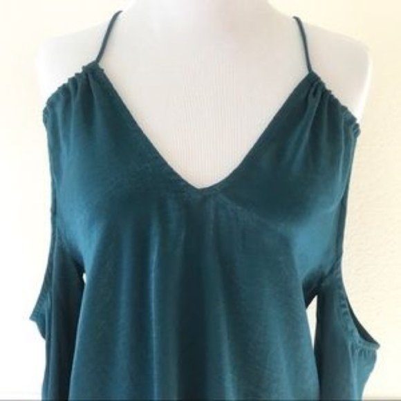 Anthropologie En Elly Cutout Silk Blue Green Top - Picture 2 of 8
